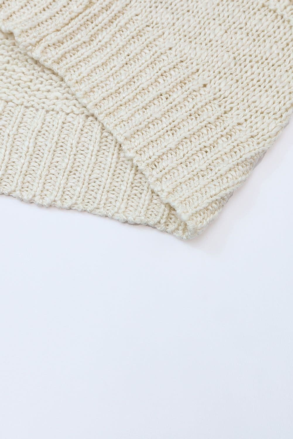 image-Apricot Casual Hollowed Knit Dolman Sleeve Cardigan