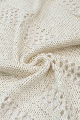 image-Apricot Casual Hollowed Knit Dolman Sleeve Cardigan