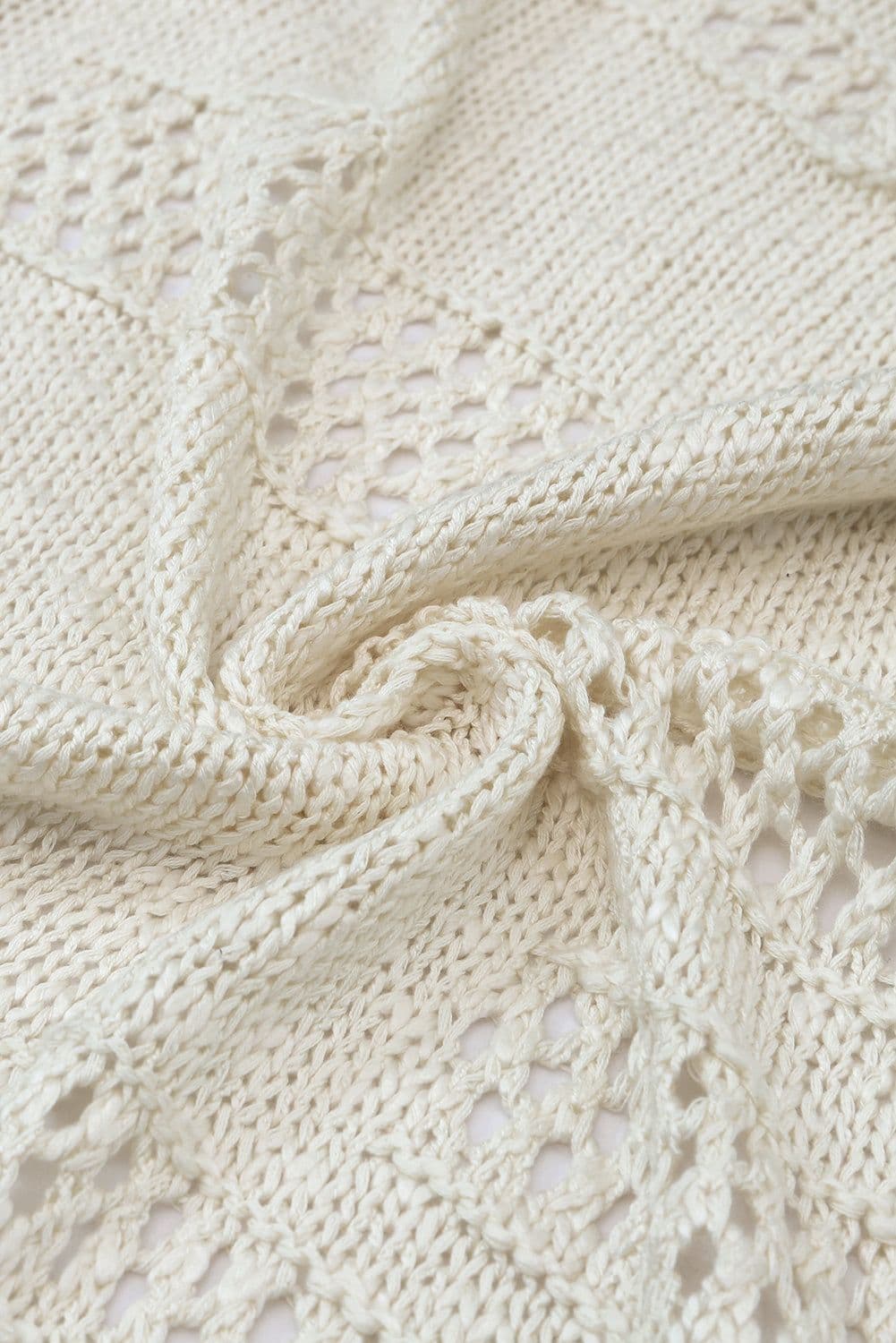 image-Apricot Casual Hollowed Knit Dolman Sleeve Cardigan