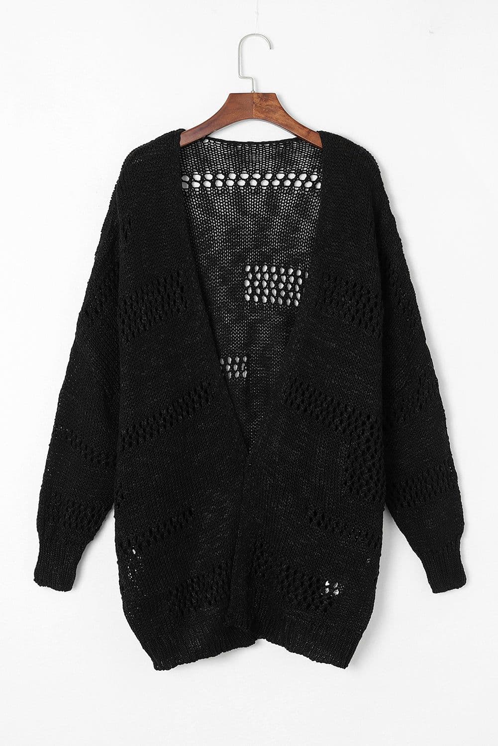 image-Apricot Casual Hollowed Knit Dolman Sleeve Cardigan