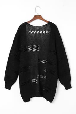 image-Apricot Casual Hollowed Knit Dolman Sleeve Cardigan