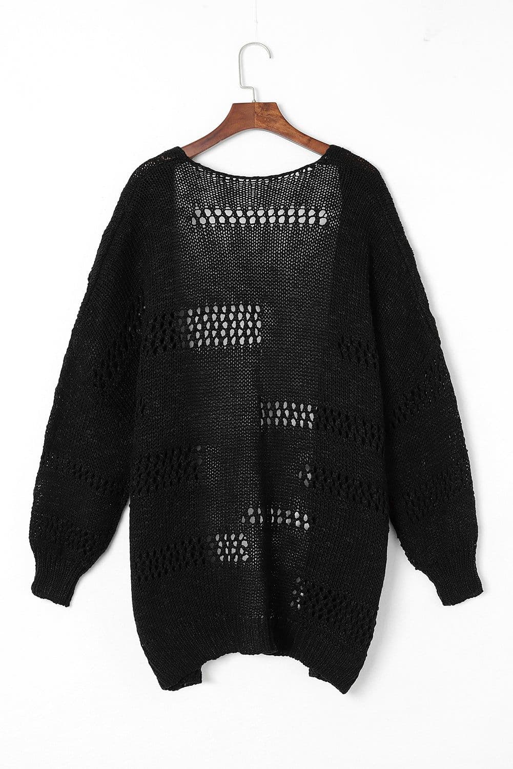 image-Apricot Casual Hollowed Knit Dolman Sleeve Cardigan