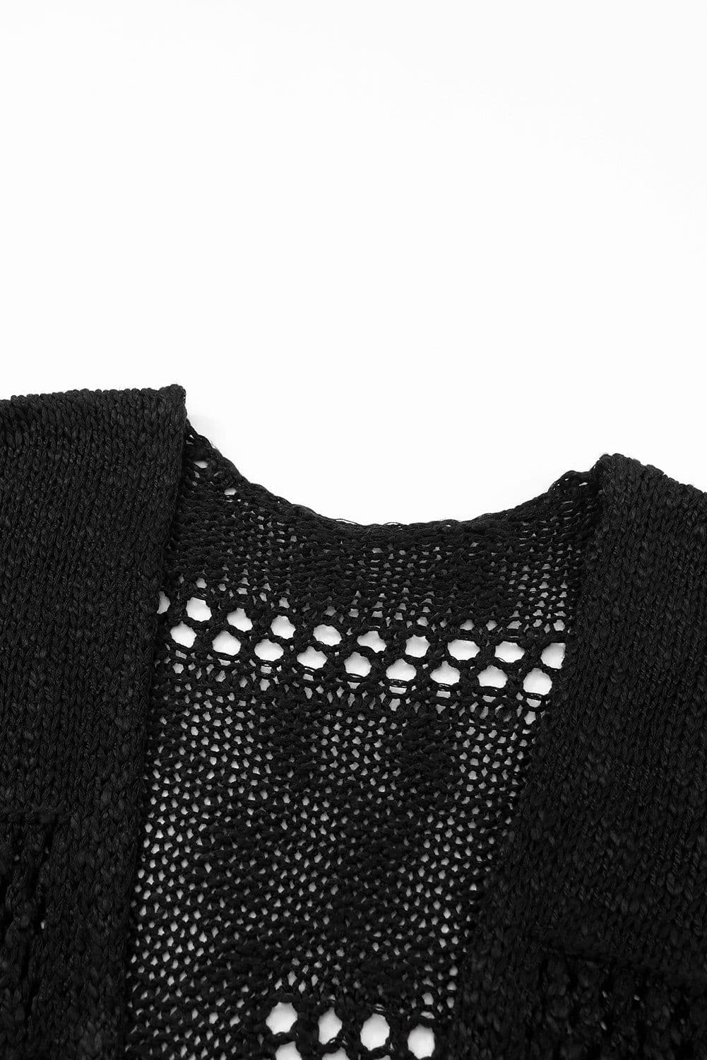 image-Apricot Casual Hollowed Knit Dolman Sleeve Cardigan