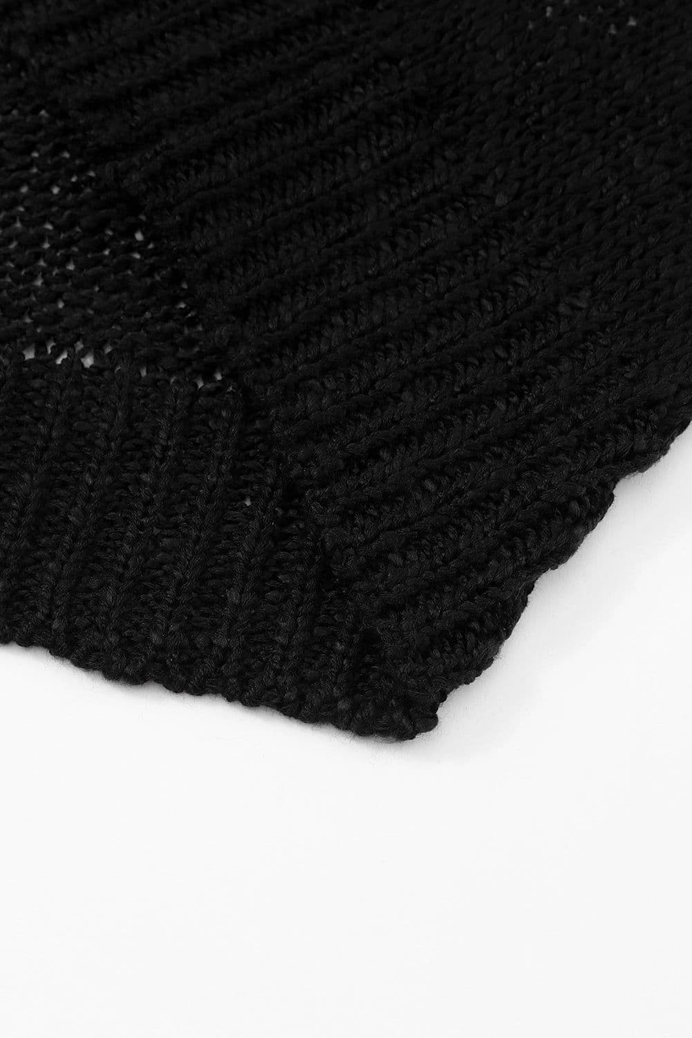 image-Apricot Casual Hollowed Knit Dolman Sleeve Cardigan