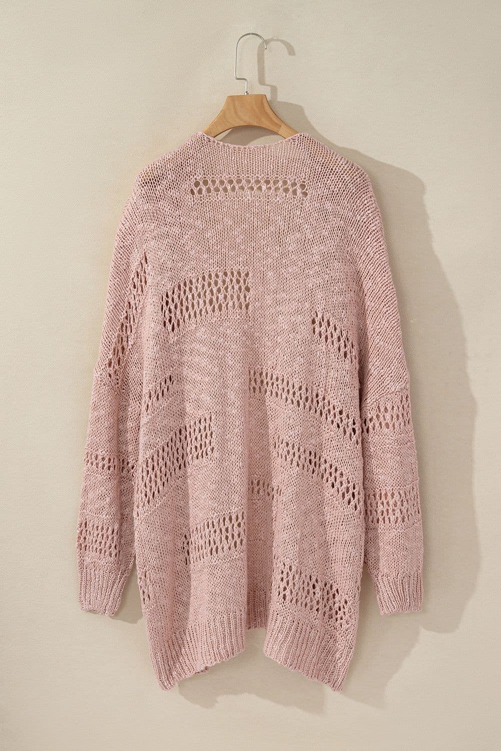image-Apricot Casual Hollowed Knit Dolman Sleeve Cardigan