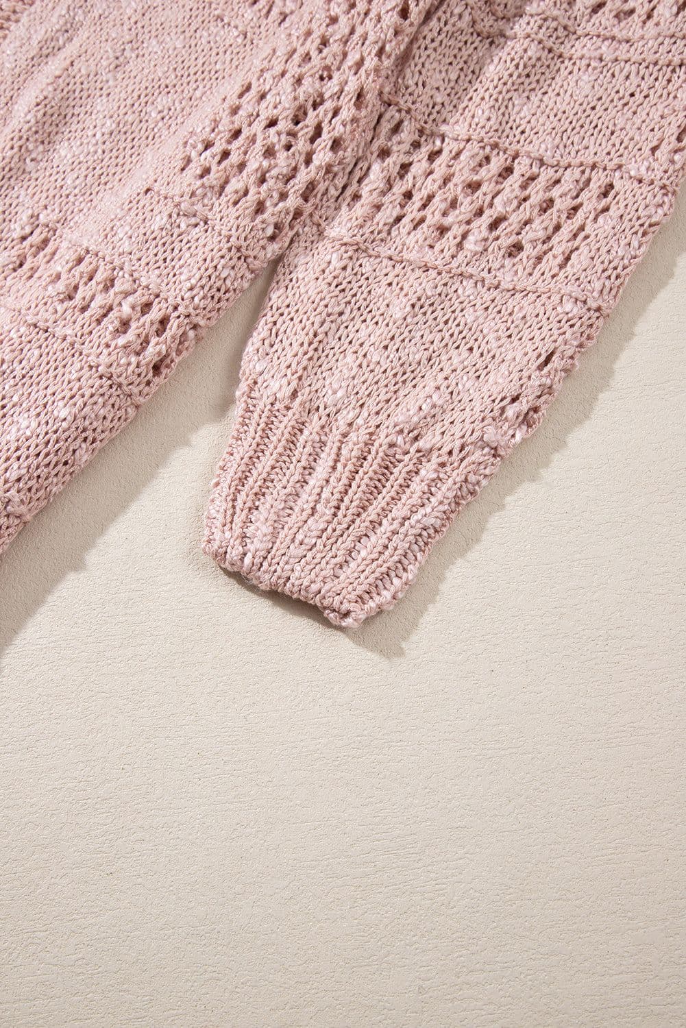 image-Apricot Casual Hollowed Knit Dolman Sleeve Cardigan