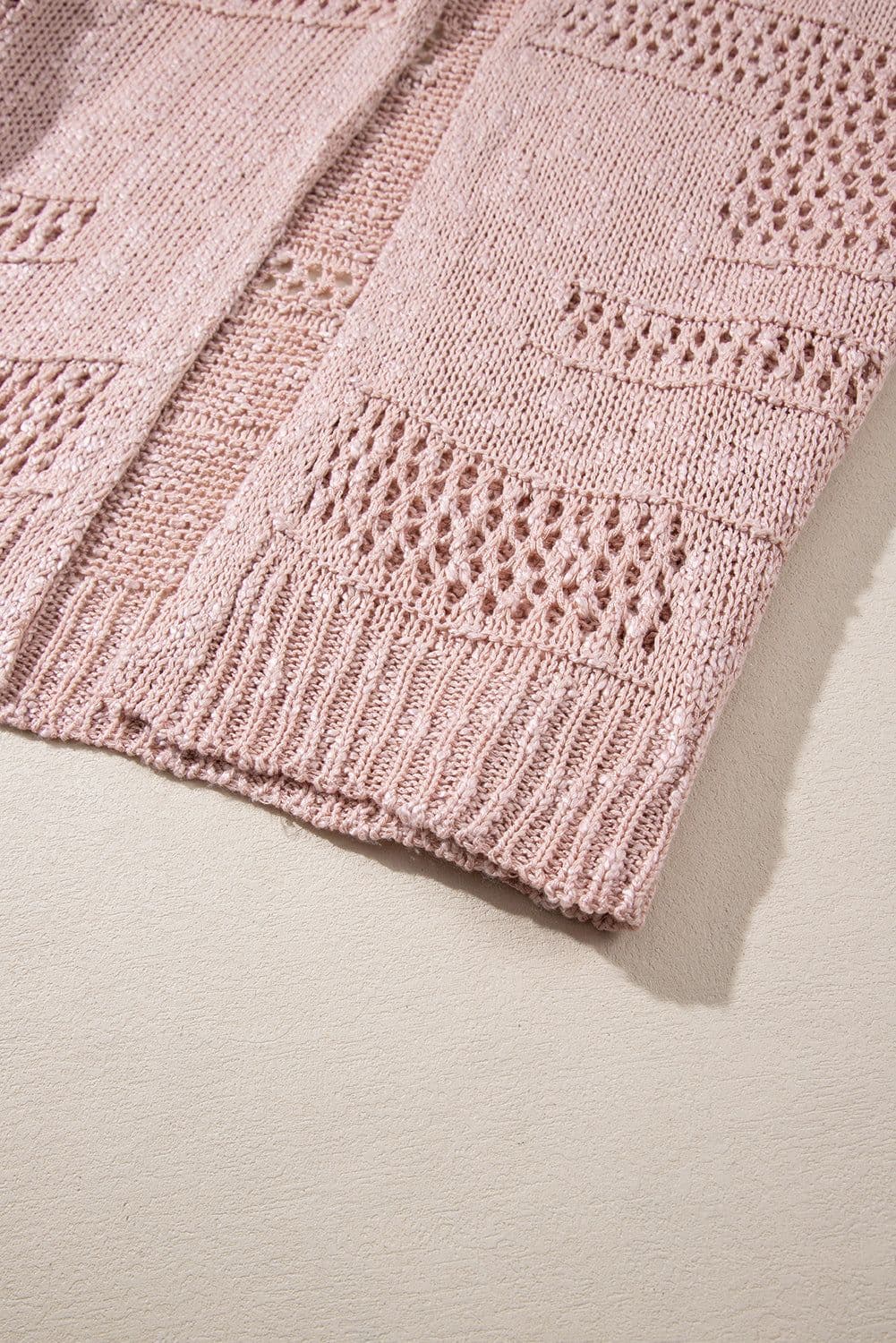 image-Apricot Casual Hollowed Knit Dolman Sleeve Cardigan