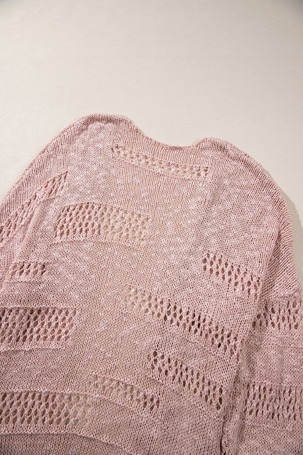 image-Apricot Casual Hollowed Knit Dolman Sleeve Cardigan