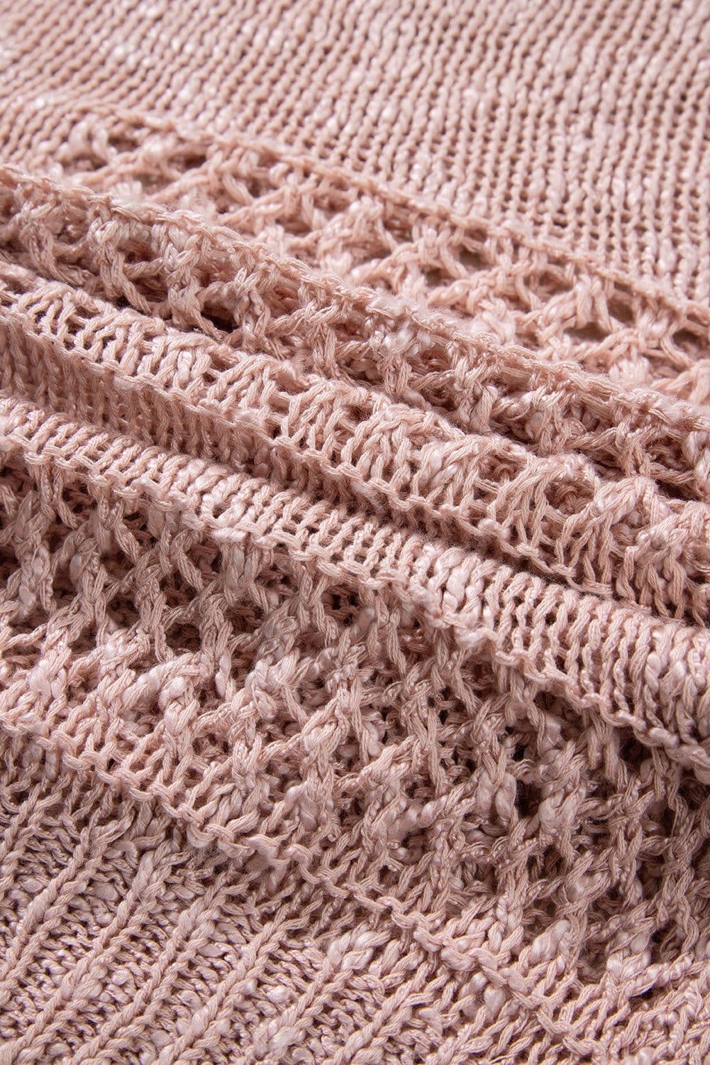 image-Apricot Casual Hollowed Knit Dolman Sleeve Cardigan
