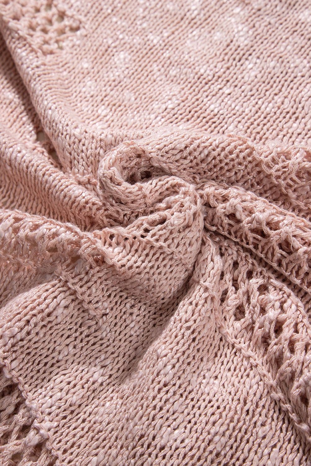 image-Apricot Casual Hollowed Knit Dolman Sleeve Cardigan