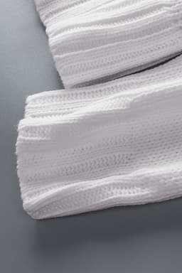 image-White V neck Drop Shoulder Knitted Sweater