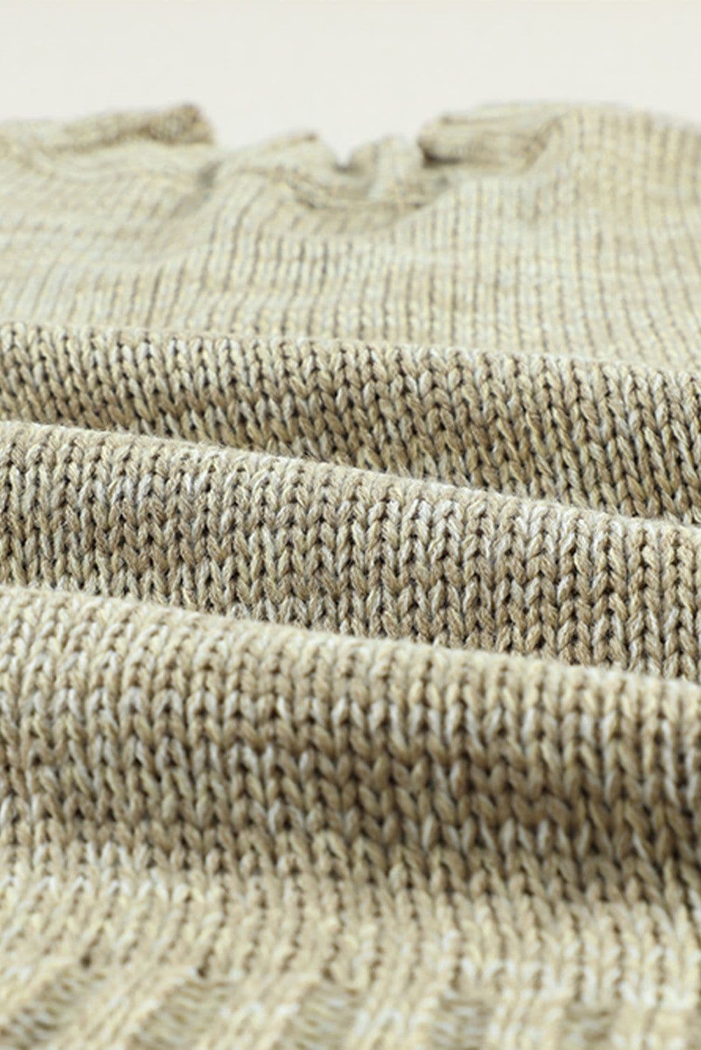 image-White V neck Drop Shoulder Knitted Sweater