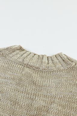image-White V neck Drop Shoulder Knitted Sweater