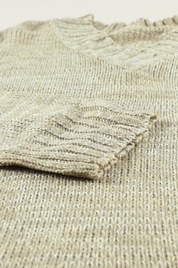 image-White V neck Drop Shoulder Knitted Sweater