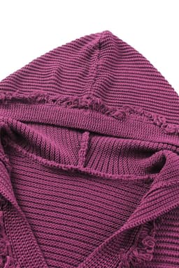 image-Khaki V Neck Ribbed Drop Shoulder Hooded Sweater