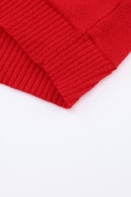 image-Red Merry Letter Embroidered High Neck Sweater