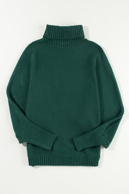 image-Red Merry Letter Embroidered High Neck Sweater