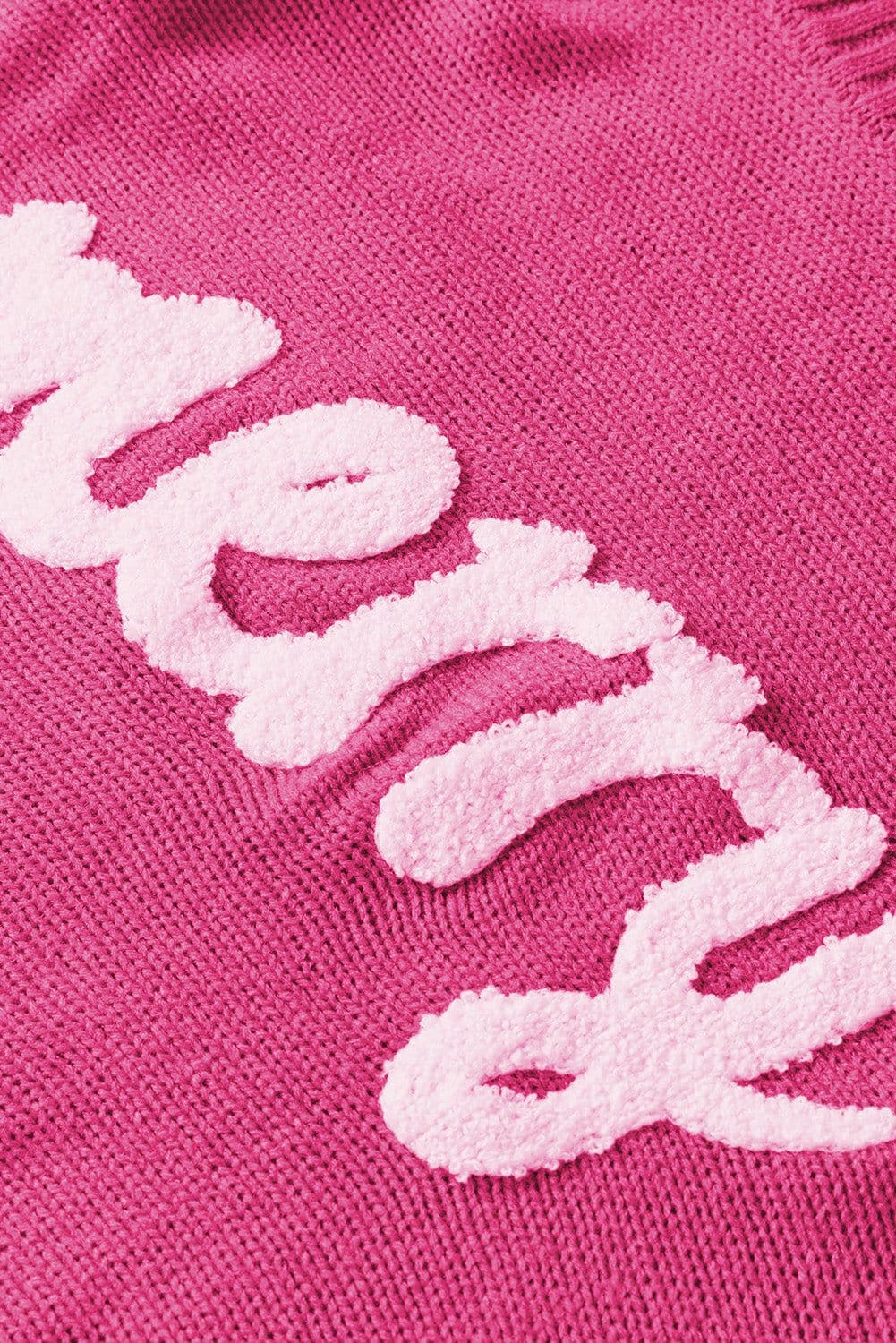 image-Red Merry Letter Embroidered High Neck Sweater