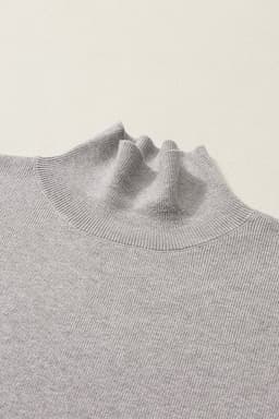 image-Brown Turtleneck Drop Shoulder Bubble Sleeve Knit Sweater