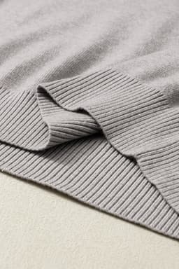image-Brown Turtleneck Drop Shoulder Bubble Sleeve Knit Sweater