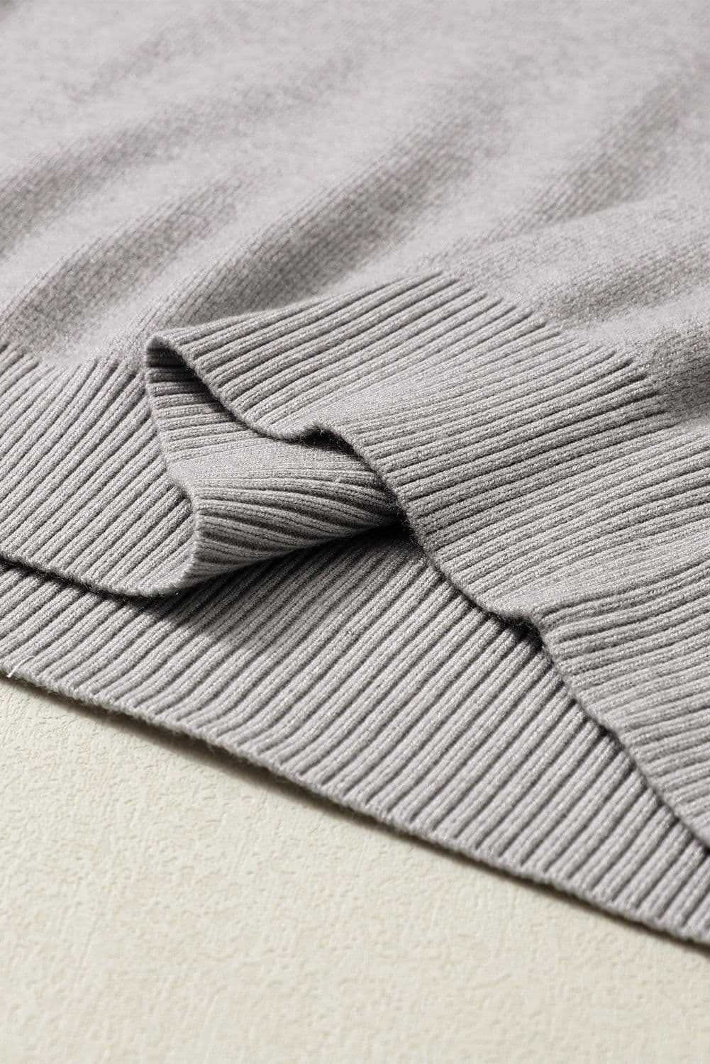 image-Brown Turtleneck Drop Shoulder Bubble Sleeve Knit Sweater
