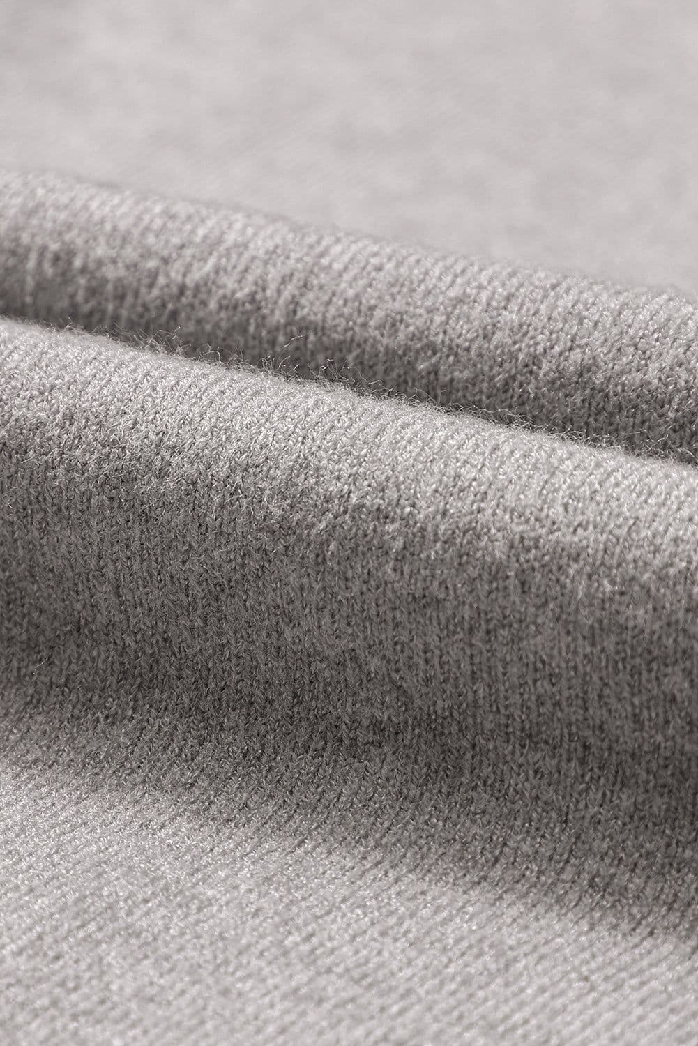 image-Brown Turtleneck Drop Shoulder Bubble Sleeve Knit Sweater