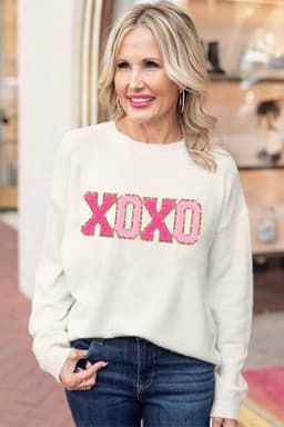 image-Black Howdy Heart Graphic Round Neck Casual Sweater