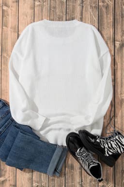 image-Black Howdy Heart Graphic Round Neck Casual Sweater