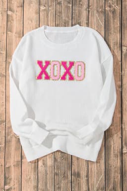 image-Black Howdy Heart Graphic Round Neck Casual Sweater