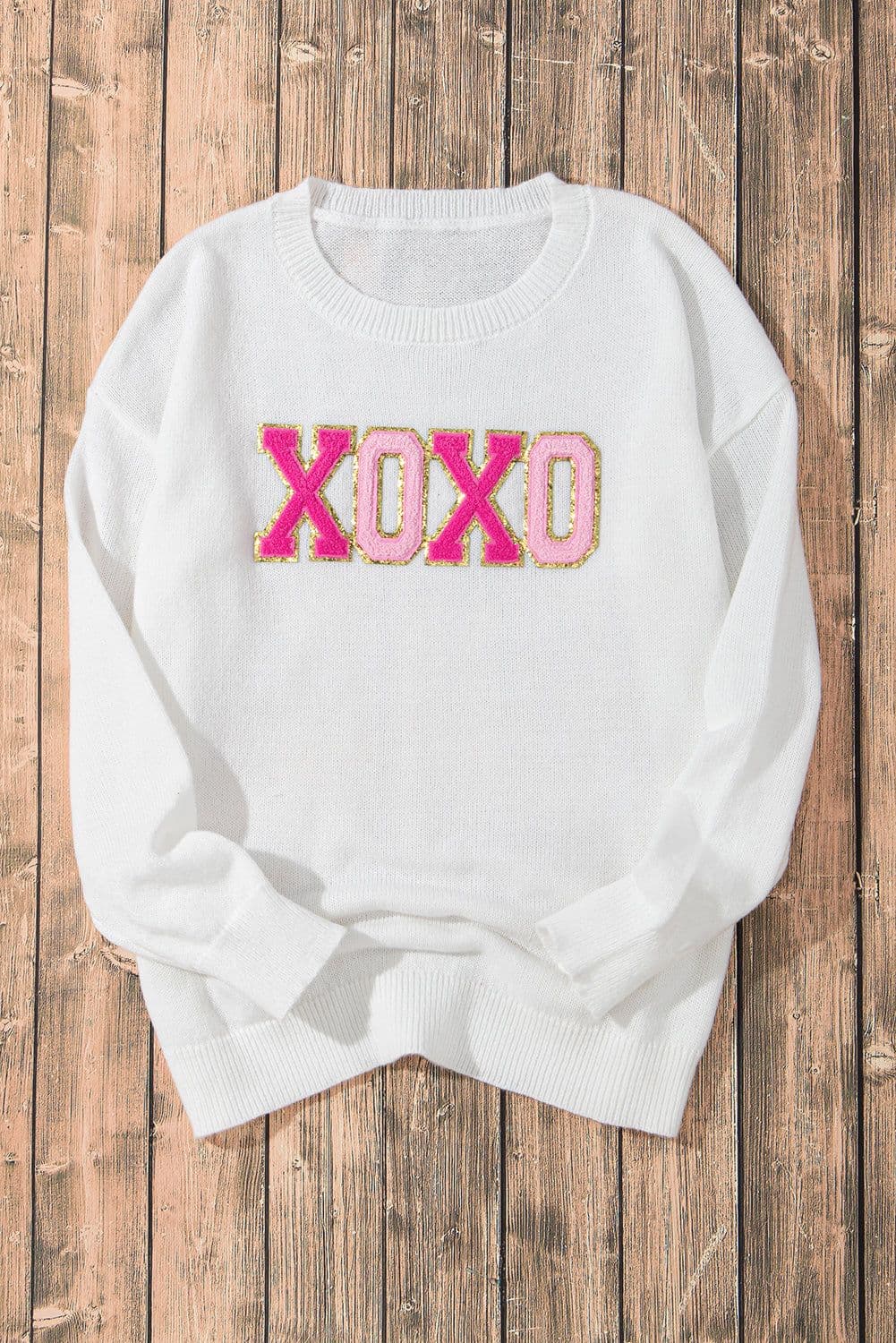 image-Black Howdy Heart Graphic Round Neck Casual Sweater