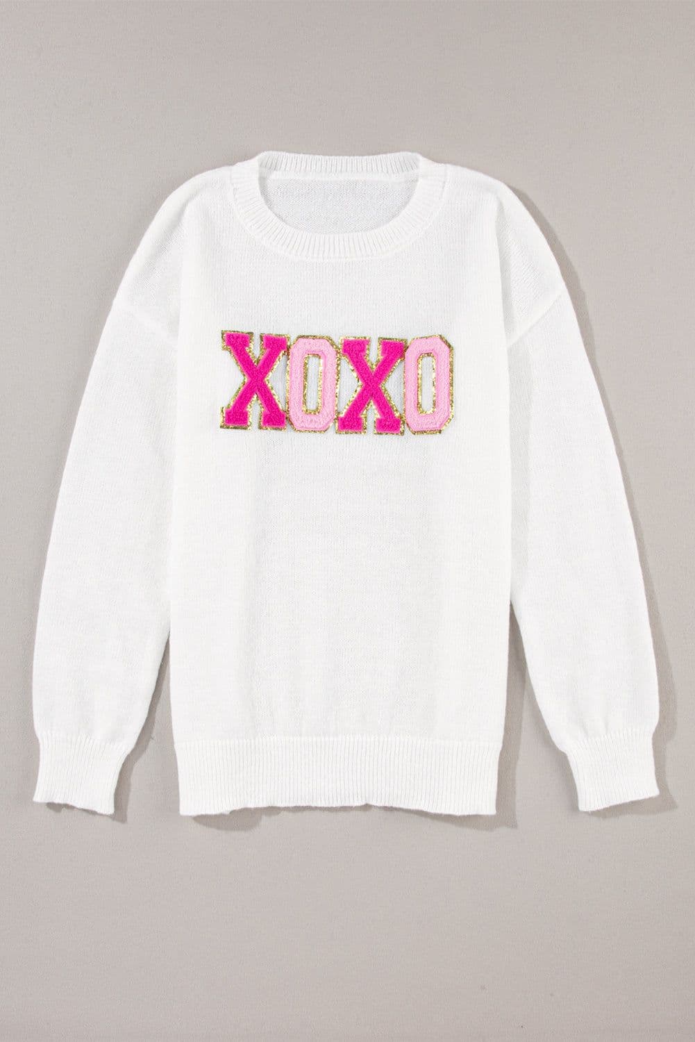image-Black Howdy Heart Graphic Round Neck Casual Sweater
