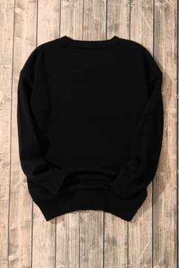 image-Black Howdy Heart Graphic Round Neck Casual Sweater