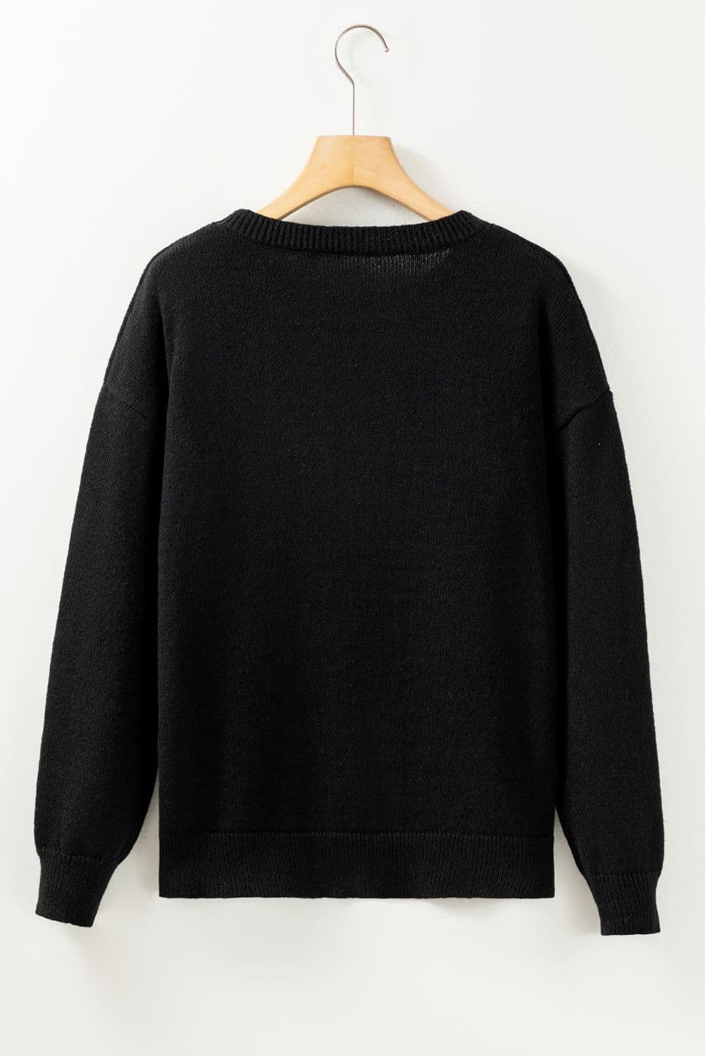 image-Black Howdy Heart Graphic Round Neck Casual Sweater
