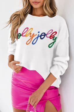 image-Black Howdy Heart Graphic Round Neck Casual Sweater