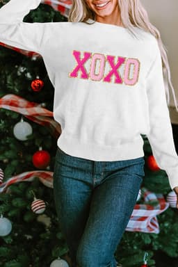 image-Black Howdy Heart Graphic Round Neck Casual Sweater