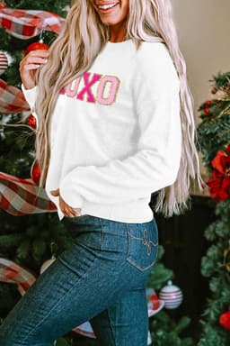 image-Black Howdy Heart Graphic Round Neck Casual Sweater