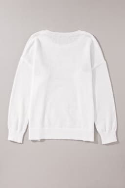 image-Black Howdy Heart Graphic Round Neck Casual Sweater
