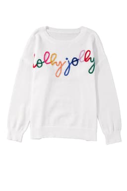 image-Black Howdy Heart Graphic Round Neck Casual Sweater