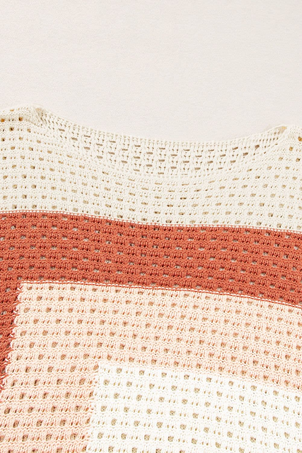 image-Apricot Pointelle Knit Colorblock Baggy Sweater