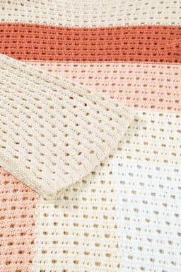image-Apricot Pointelle Knit Colorblock Baggy Sweater