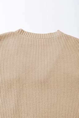 image-Blackish Green Chest Pocket V Neck Ribbed Cap Sleeve Sweater