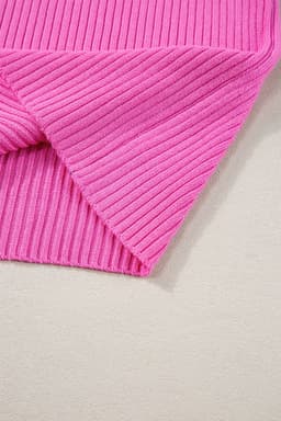 image-Blue Colorblock Edge Ribbed Knit U Neck Tank Top