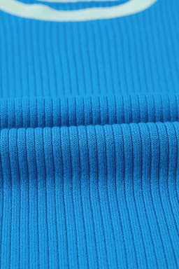 image-Blue Colorblock Edge Ribbed Knit U Neck Tank Top