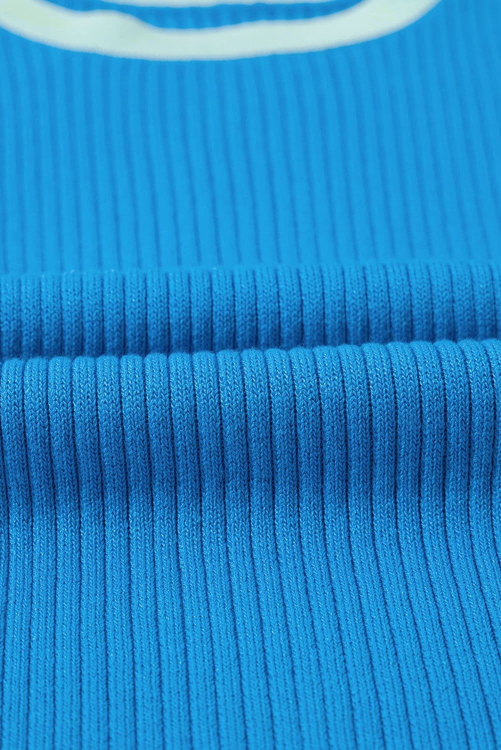 image-Blue Colorblock Edge Ribbed Knit U Neck Tank Top