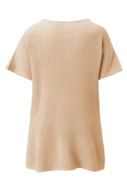 image-Gray Short Sleeve Side Slit Oversized Sweater