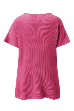 image-Gray Short Sleeve Side Slit Oversized Sweater