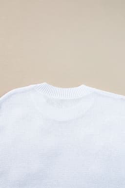 image-White Multi Crochet Flower Knit Short Sleeve Sweater Tops