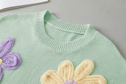 image-White Multi Crochet Flower Knit Short Sleeve Sweater Tops