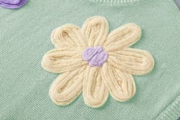 image-White Multi Crochet Flower Knit Short Sleeve Sweater Tops