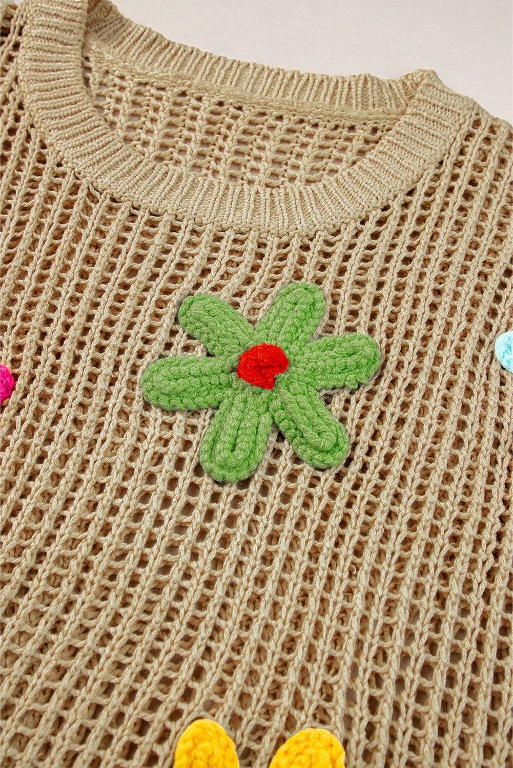 image-White Crochet Flower Hollow-out Sweater T Shirt